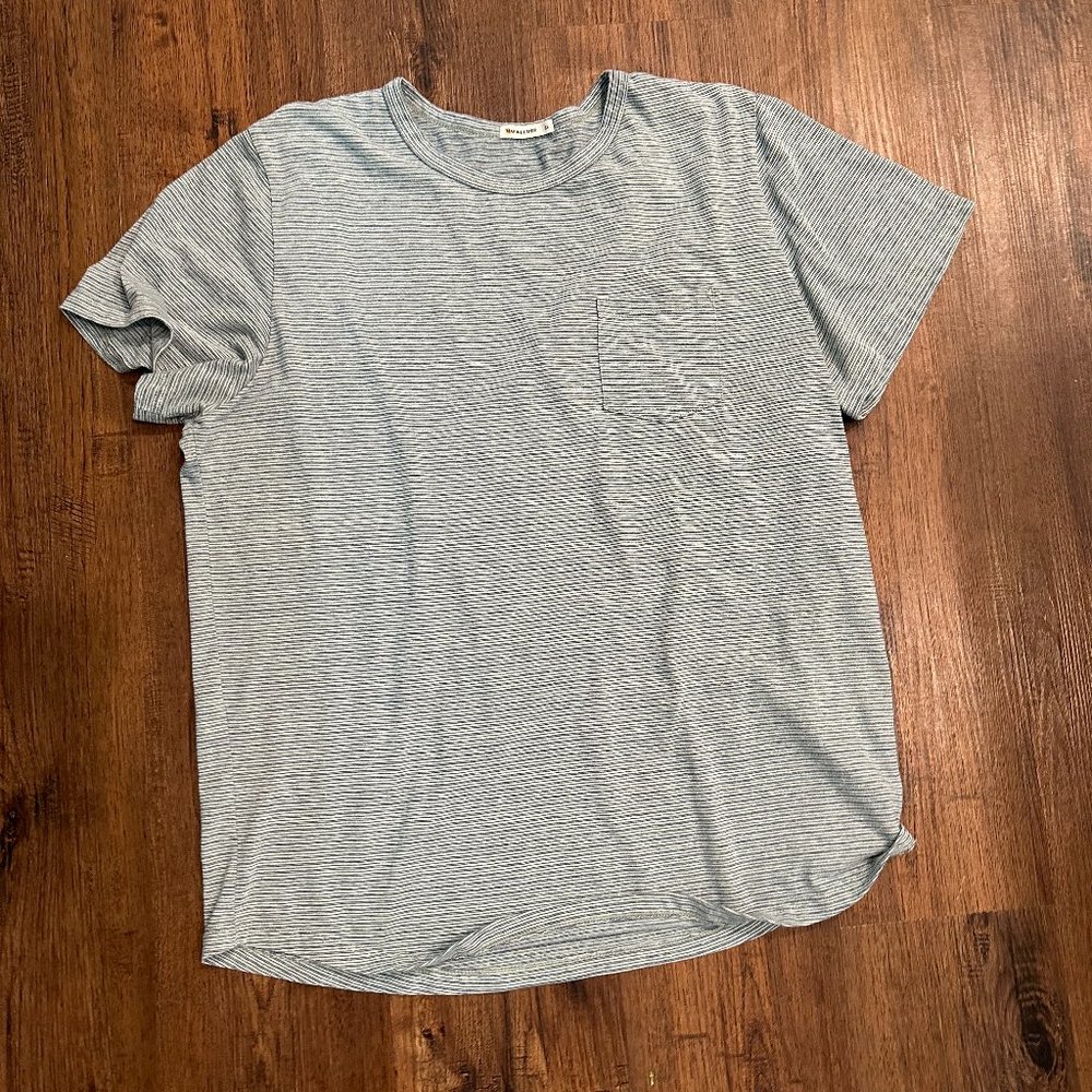 Marine Layer Tee Shirt Turquoise Striped XL